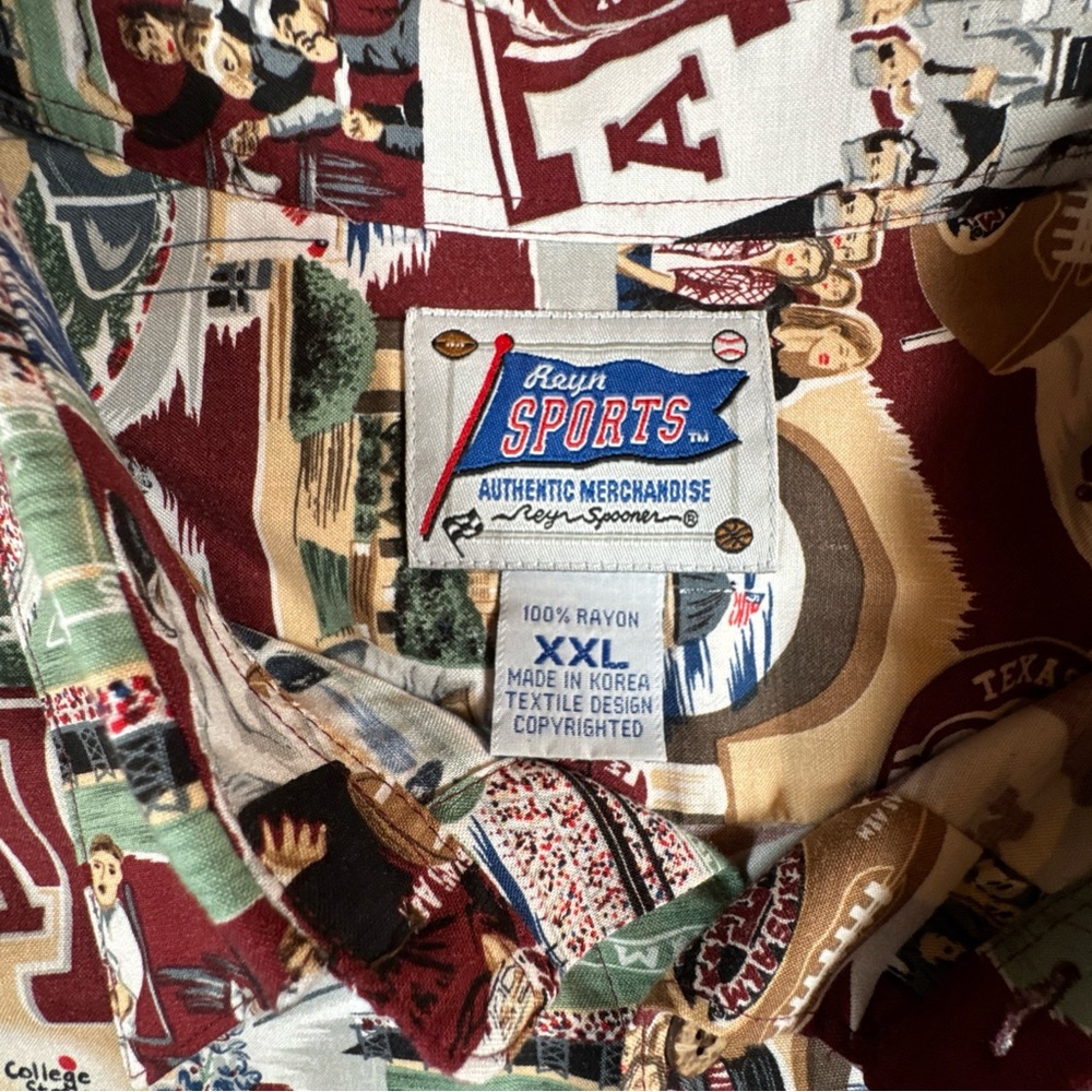 VTG Reyn Spooner XXL Texas A&M Aggies Hawaiian/All Over Print SS Button Up Shirt - Picture 6 of 7